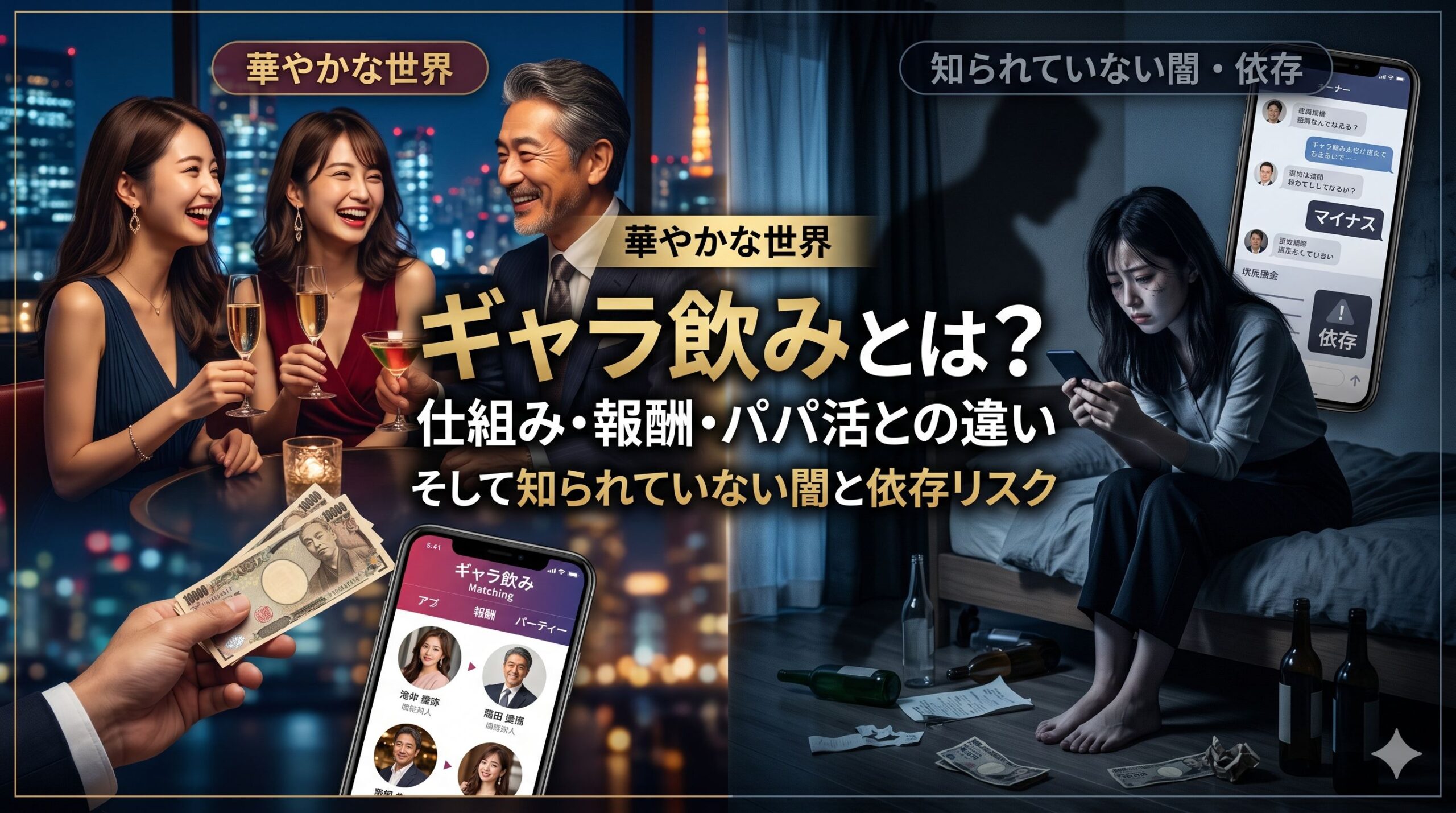 ギャラ飲みとは？仕組み・報酬・パパ活との違い、そして知られていない闇と依存リスク
