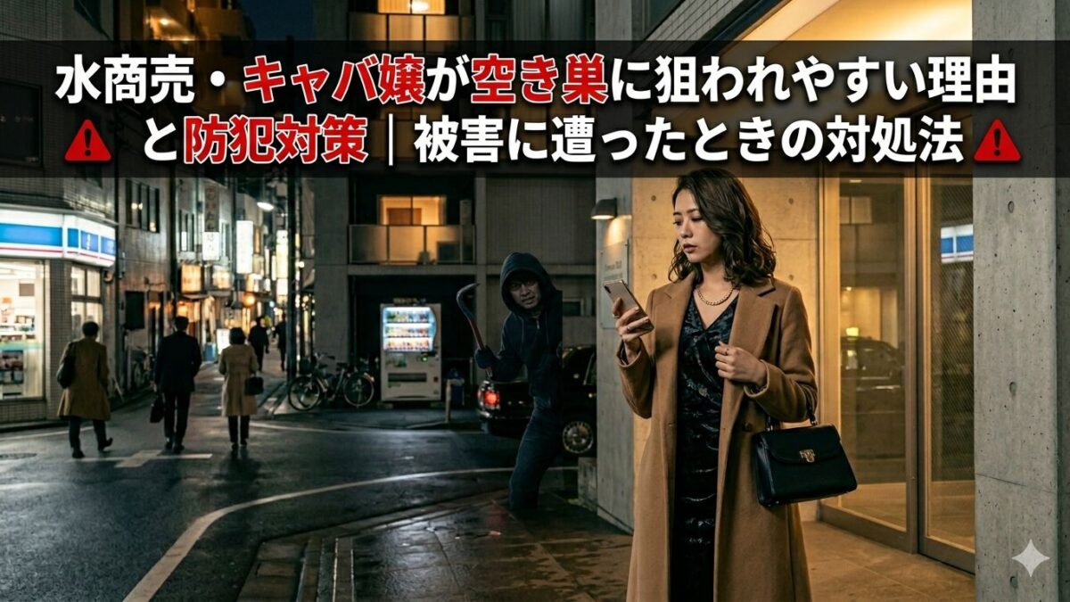 水商売・キャバ嬢が空き巣に狙われやすい理由と防犯対策|被害に遭ったときの対処法